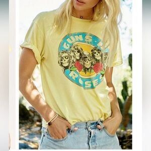 Ladies Daydreamer Guns N' Roses‎ Yellow Rose Tee Size Small